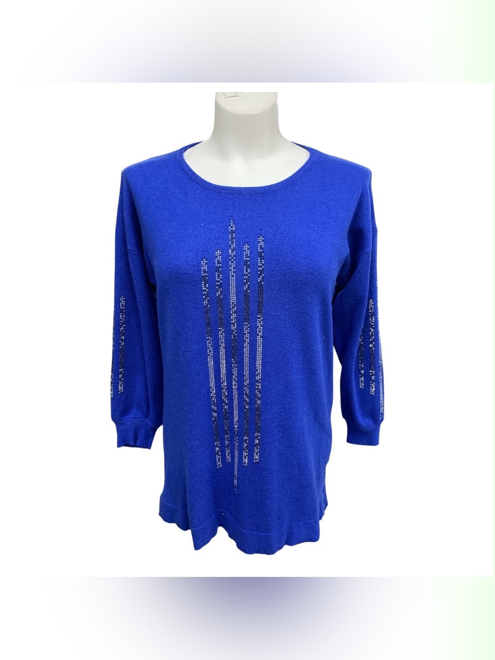 Alina Exclusive Royal Blue Sequin Accent Knit Pullover Size M